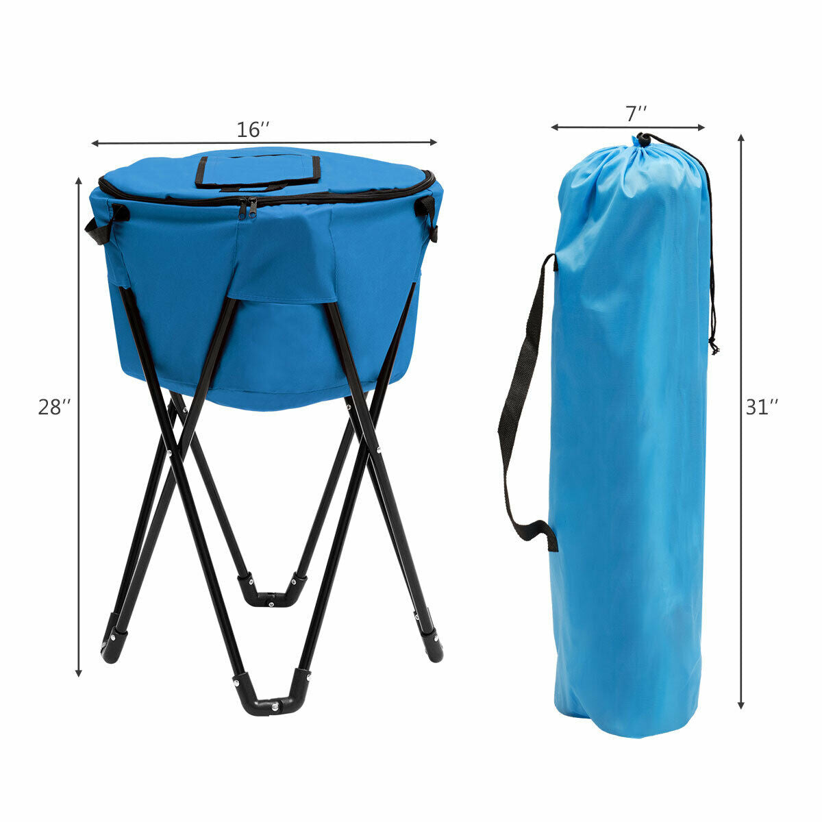 Patiojoy Portable Ice Cooler Bag Tub Cooler with Stand and Travel Bag For Outdoor Picnic