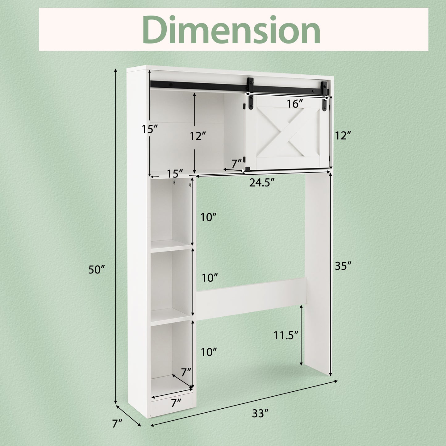 Patiojoy Over The Toilet Storage Cabinet Freestanding Bathroom Organizer with Sliding Barn Door and Storage Shelves