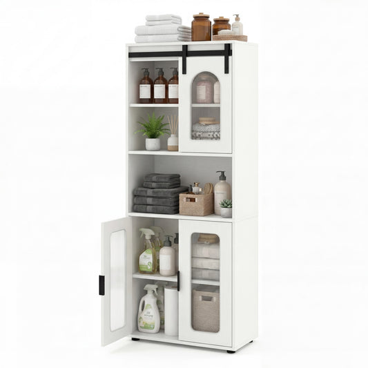 Patiojoy 59" Tall Bathroom Floor Cabinet Freestanding Linen Storage Cabinet