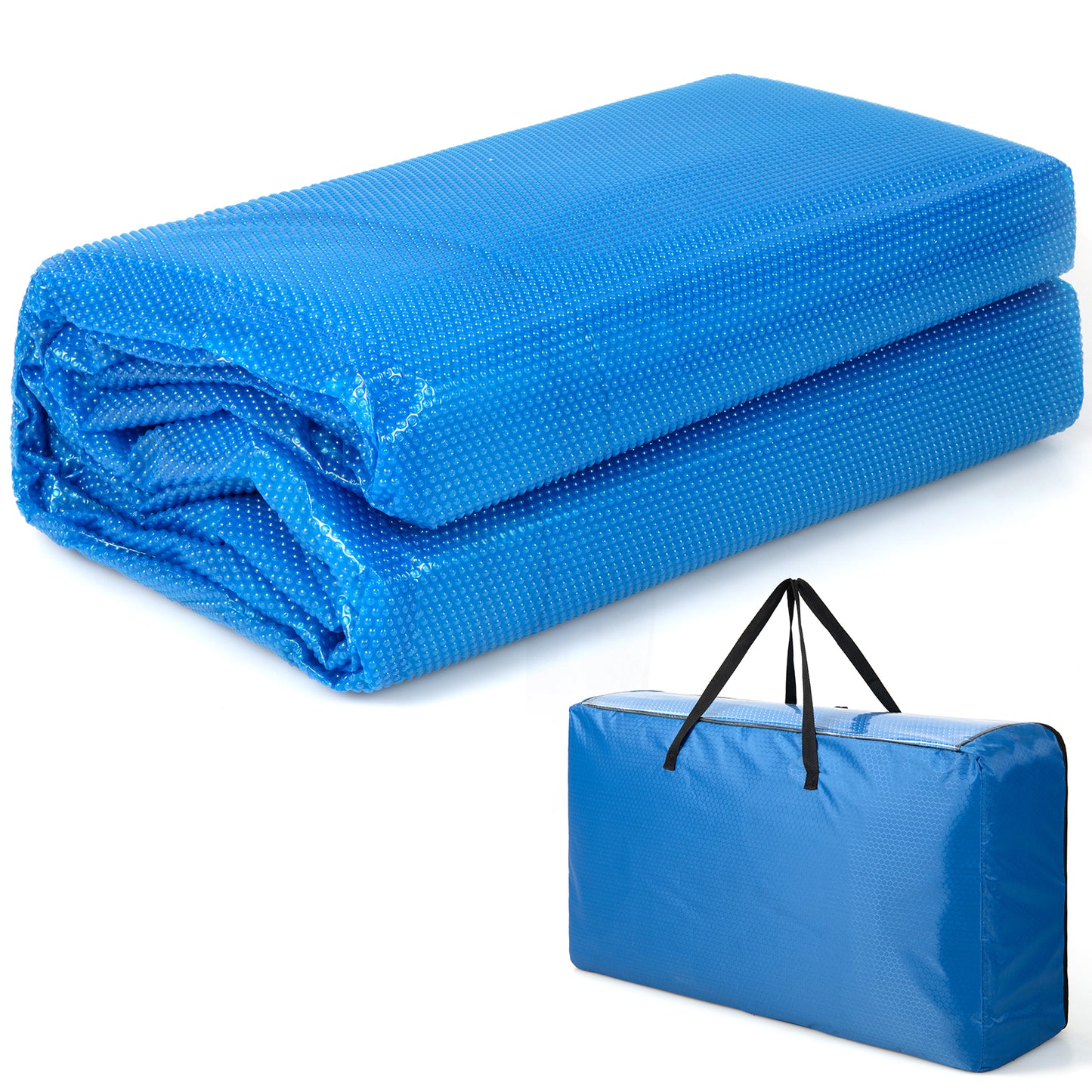 Patiojoy Rectangle Swimming Pool Cover 12-MIL Heat Retaining Pool Solar Blanket for Above-Ground and In-Ground Pools