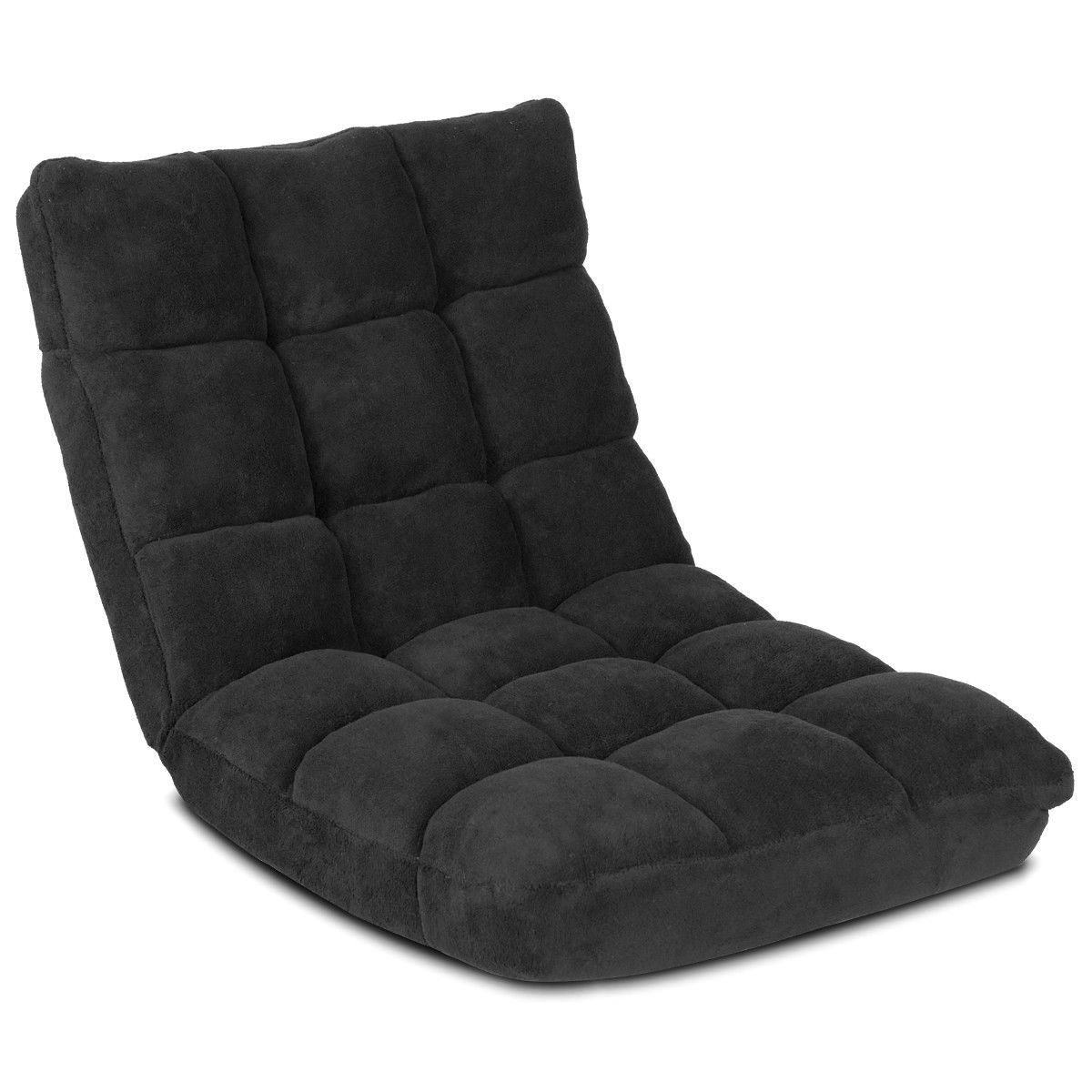 Topbuy Adjustable 14-Position Floor Chair ,Padded Gaming Chair Lazy Recliner Gray