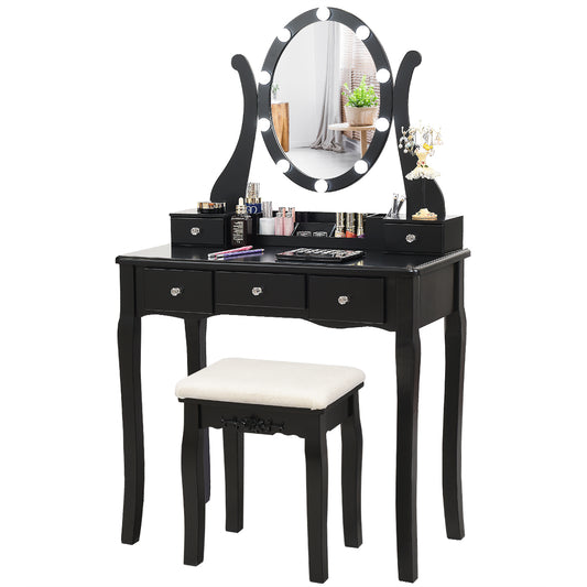 Topbuy Makeup Dressing Table set with 10 Light Bulbs and Touch Switch Vanity Table Set