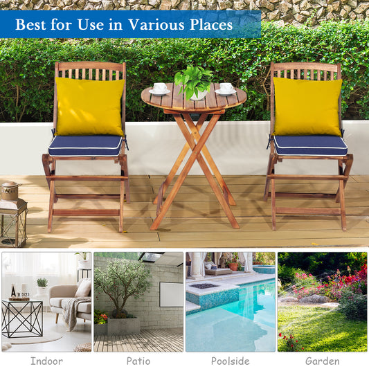 Patiojoy 3PCS Patio Folding Wooden Furniture Conversation Set Indoor & Outdoor