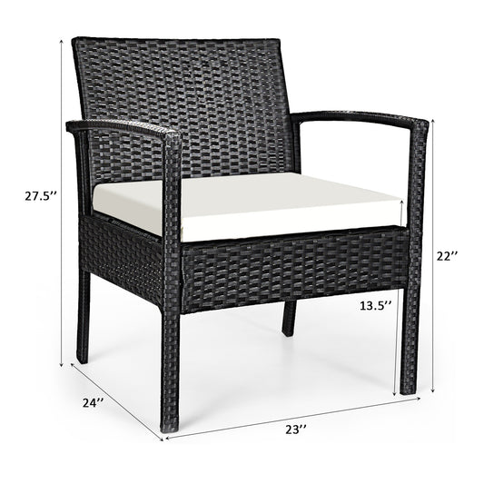 Patiojoy 3 PCS Outdoor Patio Rattan Conversation Set Garden Lawn Furniture