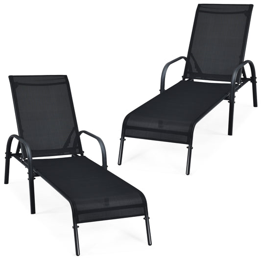 Patiojoy Outdoor Patio Lounge Chair Adjustable Chaise Recliner
