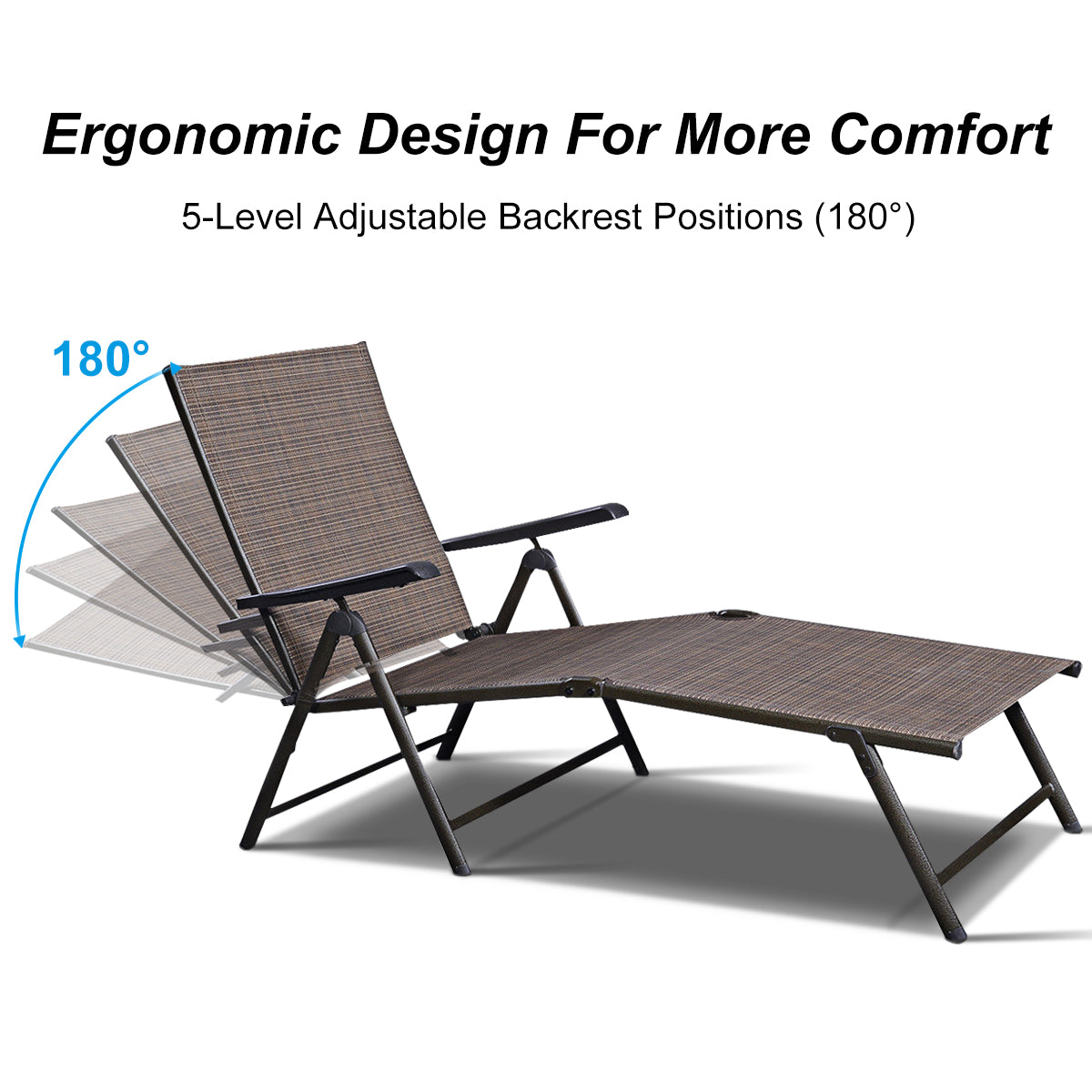 Patiojoy Outdoor Patio Folding Lounge Adjustable Recliner Chair Garden Lawn