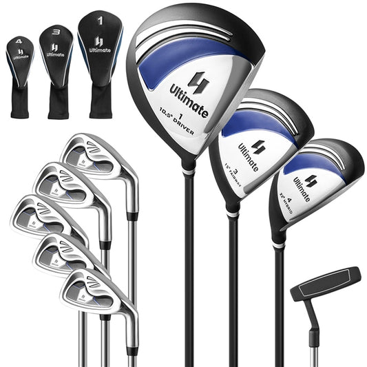 Topbuy Men’s 9 Pieces Complete Golf Club Set Includes 460cc Alloy Driver 3# Fairway Wood 4# Hybrid 6# 7# 8# 9# & P# Irons Grey/Navy
