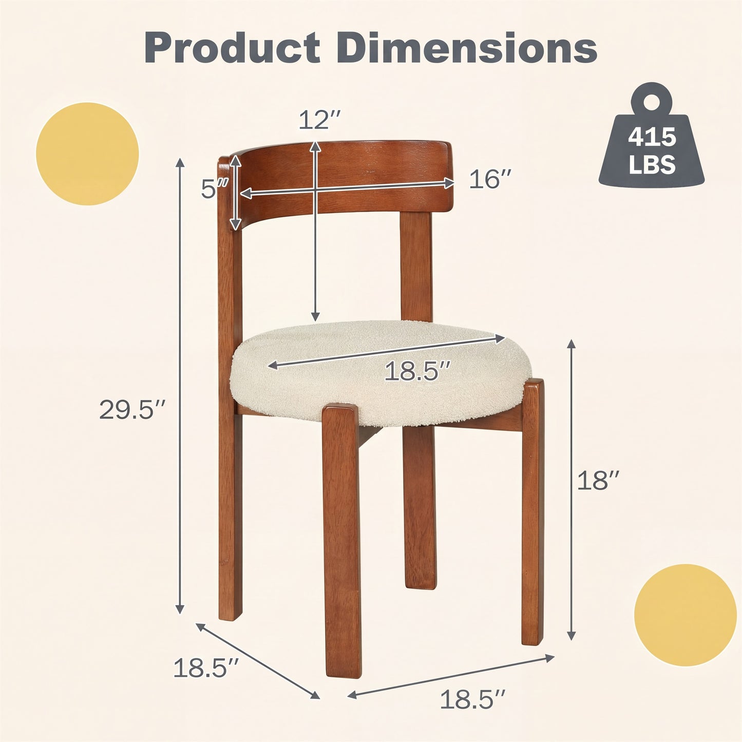Patiojoy Set of 2/4 Modern Dining Chairs Armless Accent Chairs with Curved Backrest