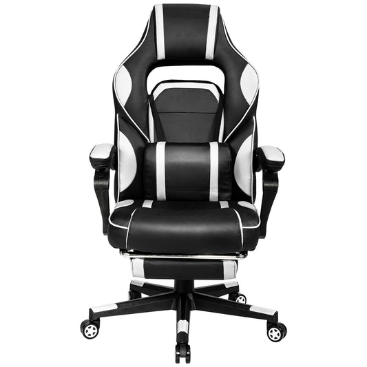 Topbuy Gaming Chair Height Adjustable with Cushion Ergonomic High Back White