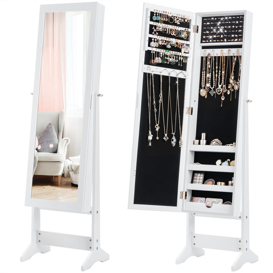 Topbuy Armoire Mirrored Jewelry Cabinet Dressing Storage Box Organizer