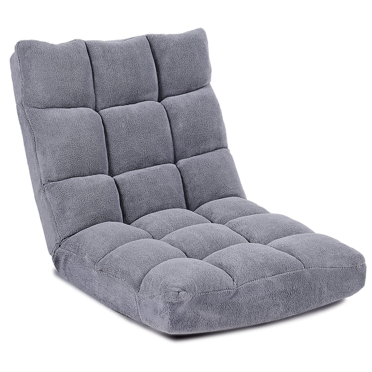 Topbuy Adjustable 14-Position Floor Chair ,Padded Gaming Chair Lazy Recliner Gray