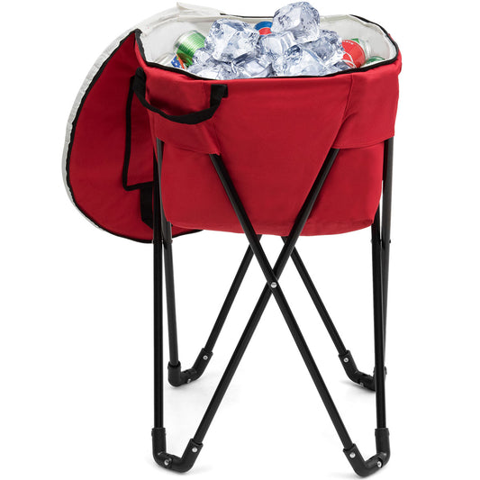 Topbuy Folding Camping Ice Cooler Bag,Portable outdoor Tub Party Picnic Cooler With Stand Blue