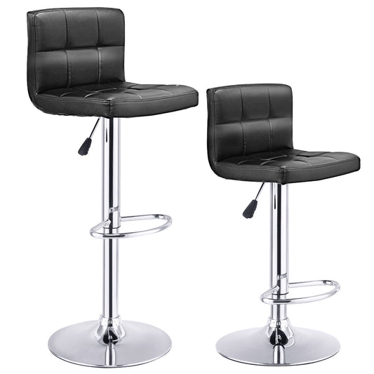 Topbuy Modern Square PU Leather Adjustable Swivel Barstools,Set of 2