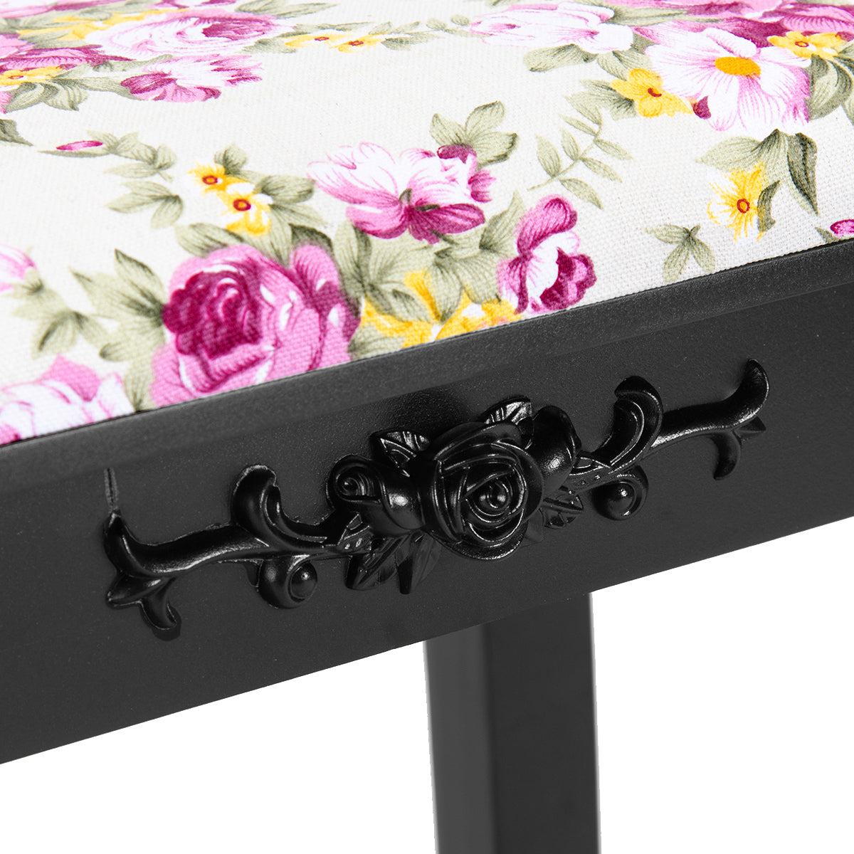 Topbuy Stool Wood Rose Chair Makeup Cushion Black