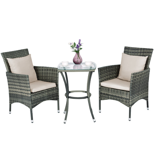 Patiojoy 3PCS Patio Furniture Set Rattan Wicker Coffee Table & Chairs Garden