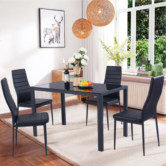 Topbuy 5 PCS Kitchen Dining Table Set Breakfast Furniture w/ Glass Top Padded Chair