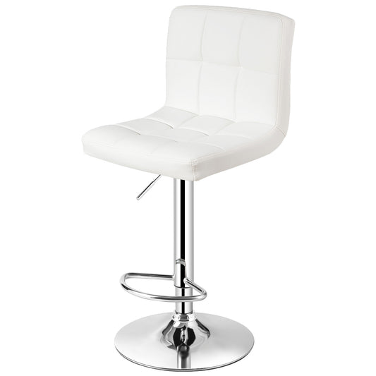 Topbuy Height Adjustable Swivel Bar Stool PU Leather Chair W/Backrest White