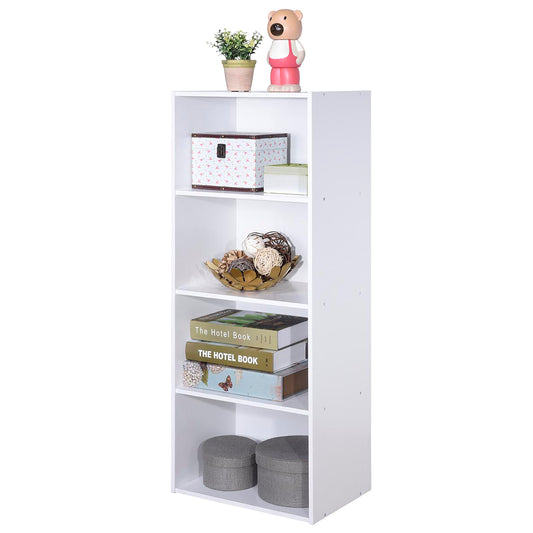 Topbuy 4 Tier Open Shelf Bookcase White Multi-functional Storage Display Cabinet