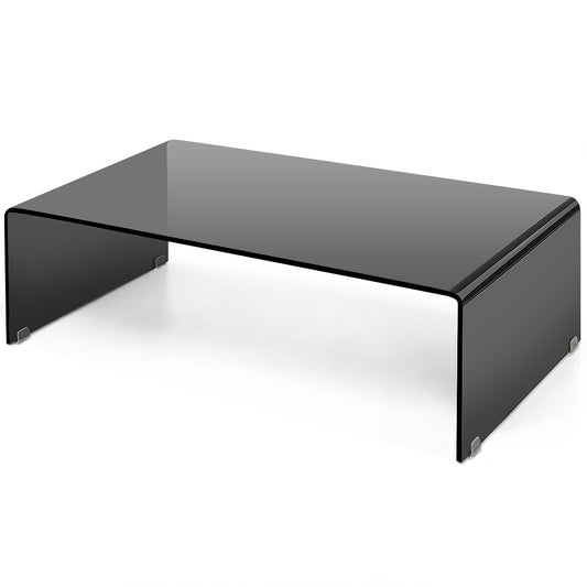 Topbuy Glass Coffee Table Modern Clear Tempered Glass Coffee Table for Living Room
