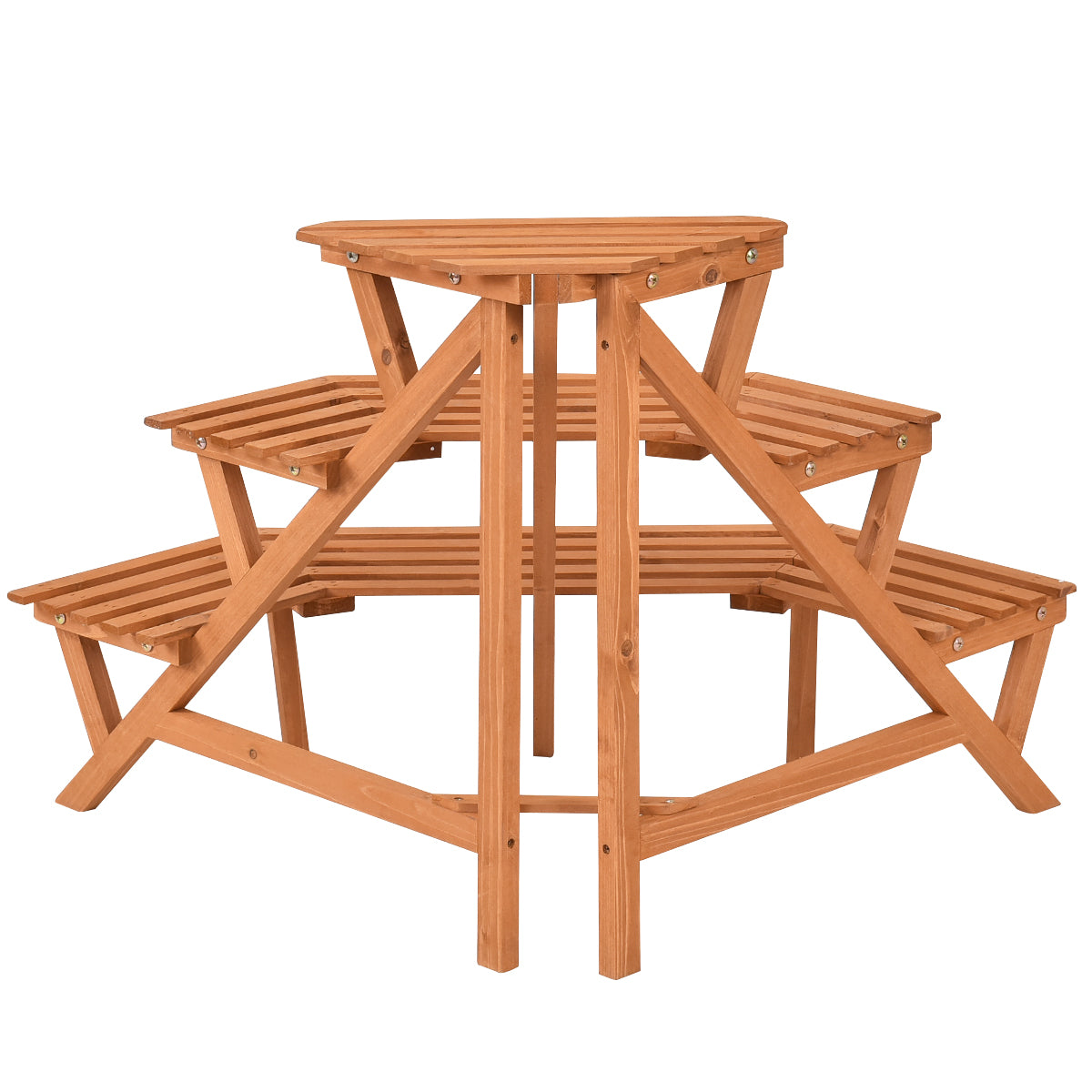 Topbuy Corner Flower Stand 3 Tier Ladder Pot Shelf