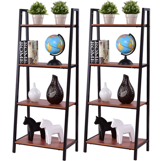 Topbuy 2PCS 4-Tier Ladder Flower Racks Plant Stand Storage Book Shelf for Garden Pation