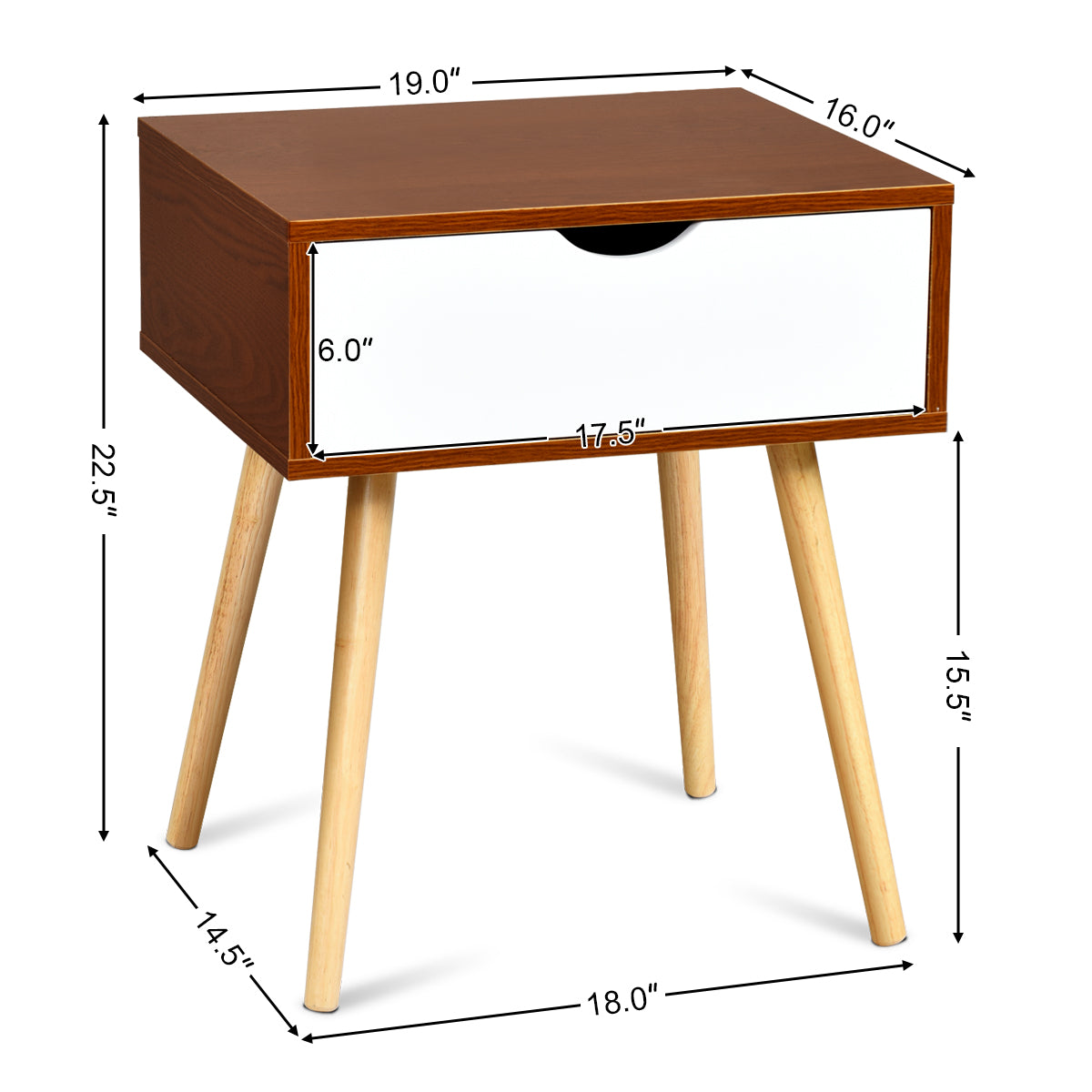 Topbuy End Table Sofa Bed Side Table Nightstand Bedroom Furniture W/ Storage Drawer