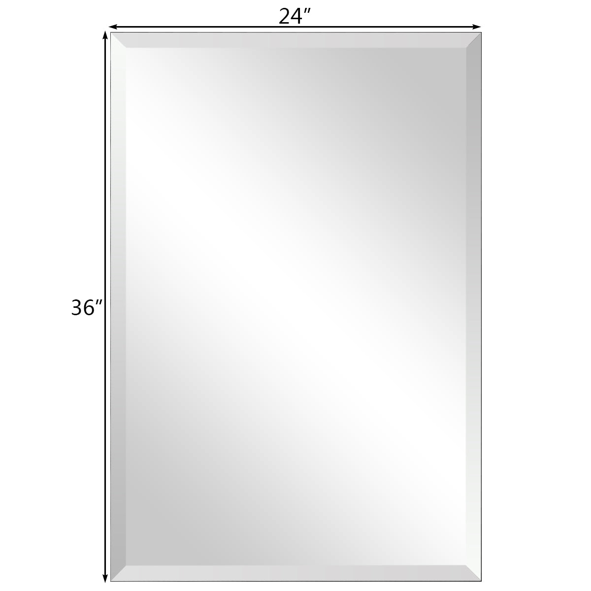 Topbuy 24'' X 36'' Beveled Silver Mirror Frameless Rectangle Mirror Wall Mounted Bathroom Mirror