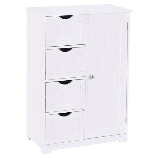Topbuy 4 Drawer 2 Shelves Storage Cabinet Free Standing Wooden Cupboard White