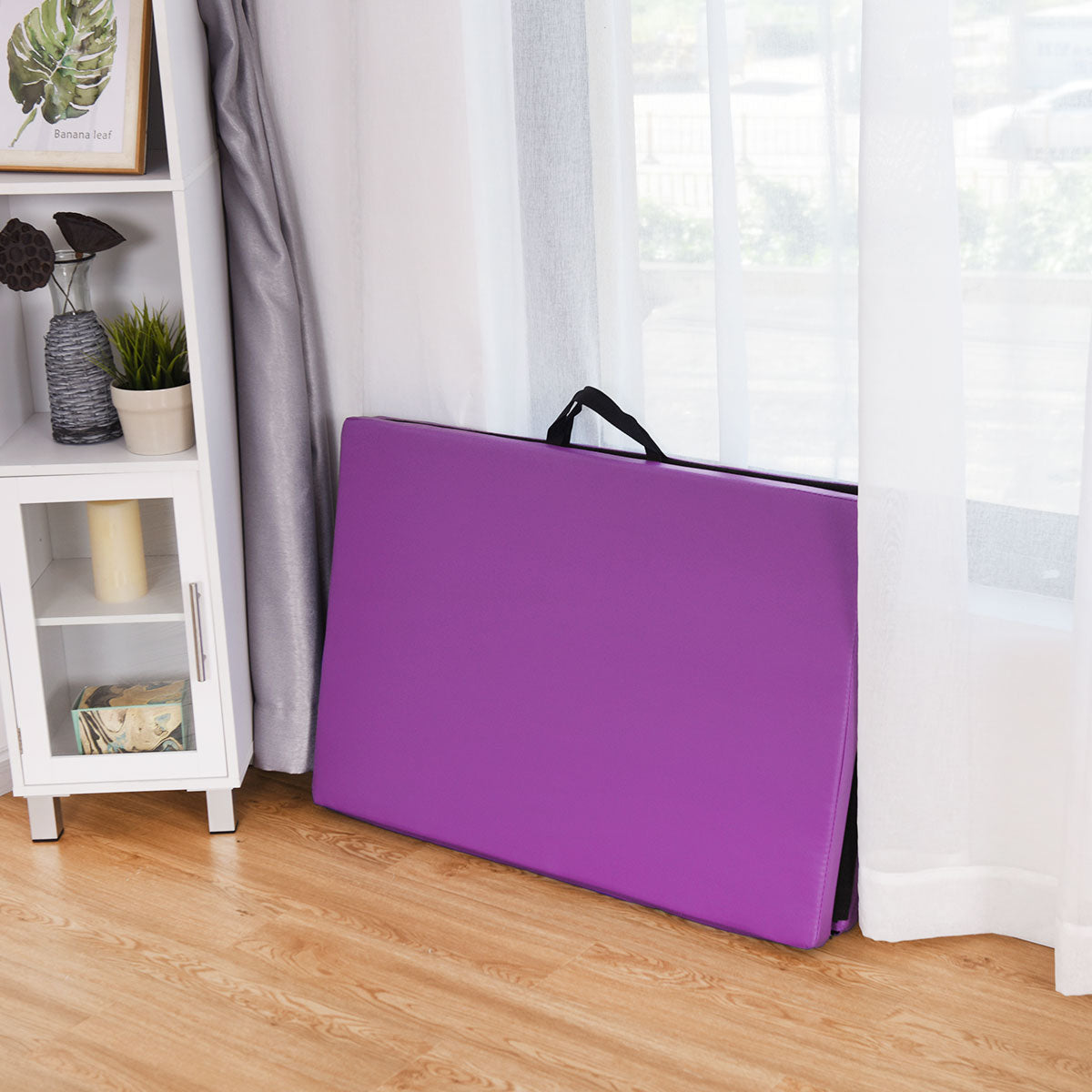 Topbuy 6'x 2' Foldable Gymnastics Mat Flippable Two Panel Thick Cushion for Gym Fitness
