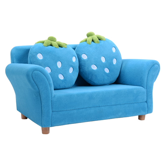 Topbuy Kids Sofa Cute Pink Sofa Strawbwrry Sponge Filler Upholstered Lounge w/ Armrest