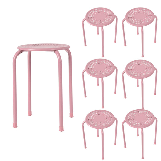 Topbuy Set of 6 Stackable Stools Metal Chair Dining Set w/ Round Top