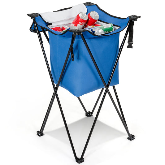 Topbuy Portable Tub Cooler w/Folding Stand & Carry Bag Leak-proof Picnic Cooler Blue