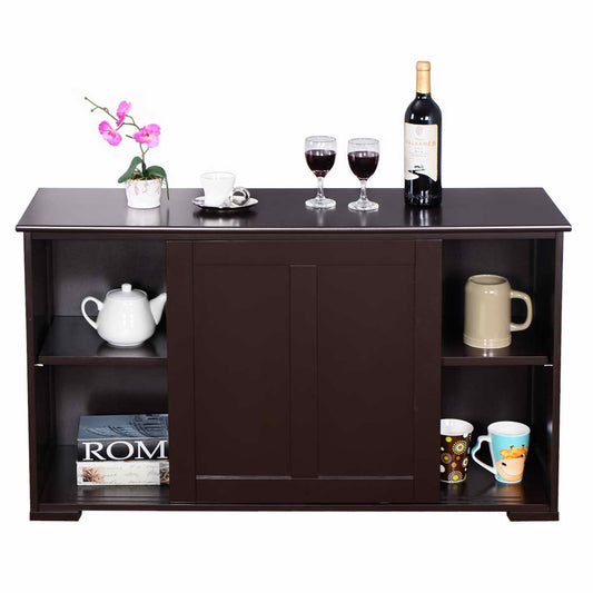 Topbuy Wood Buffet Cupboard Kitchen Storage Cabinet Sideboard w/ Sliding Door