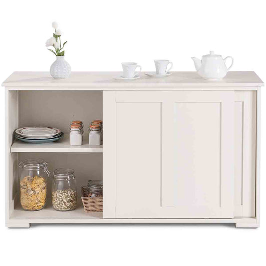 Topbuy Wood Buffet Cupboard Kitchen Storage Cabinet Sideboard w/ Sliding Door