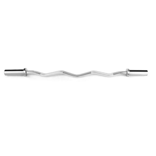 Topbuy 400Lbs Olympic EZ Curl Bar 47'' Chrome Steel 28mm Grip with Copper Sleeve Silver