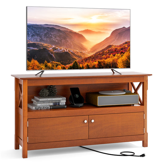 Patiojoy TV Stand with Power Outlet Media Entertainment Center TV Console Table