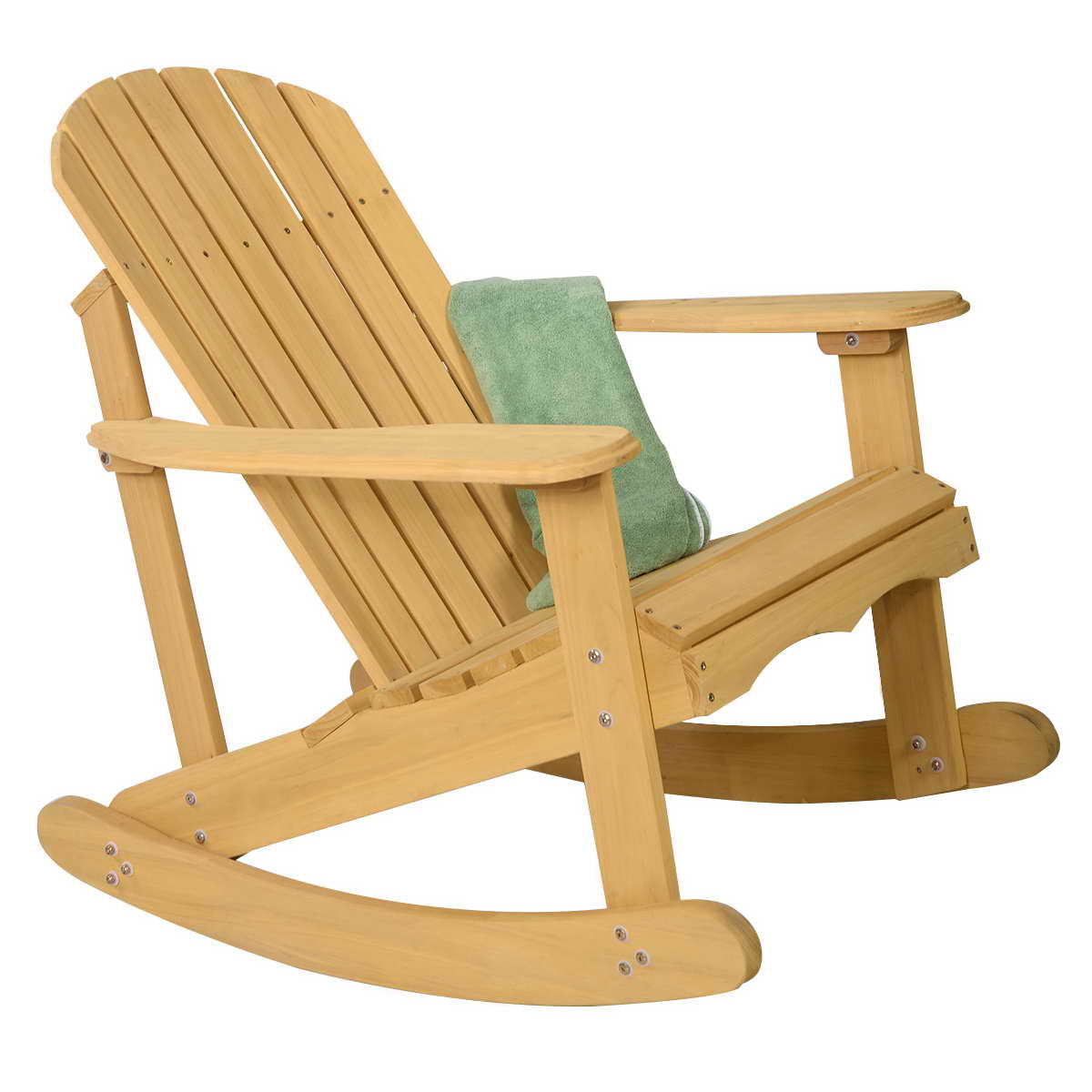 Topbuy Wood Adirondack Chair 330lbs Loading Porch Rocker for Patio Backyard