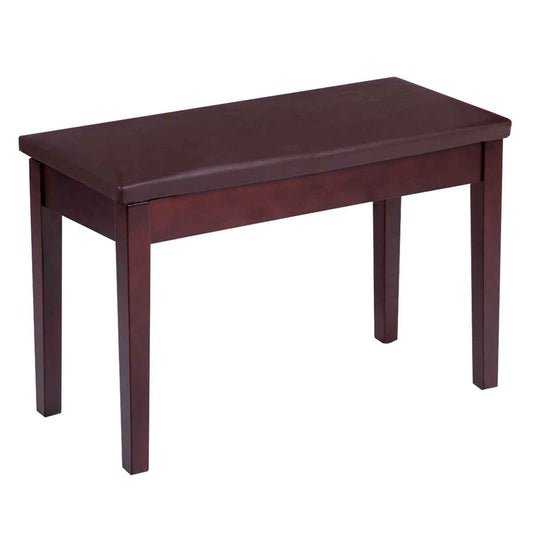 Topbuy PU Leather Piano Bench Solid Wood Padded Double Duet Keyboard Seat w/ Storage Box