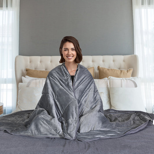 Topbuy 15lbs Queen/King Size Weighted Blanket Crystal Velvet Fabric w/ Glass Beads