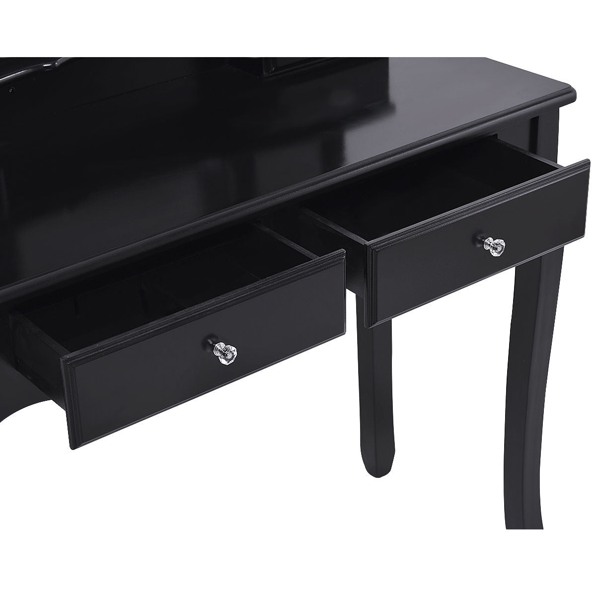Topbuy Removable Tri-folding Mirror Vanity Table Unit Makeup Set w/ Stool & 4 Drawers