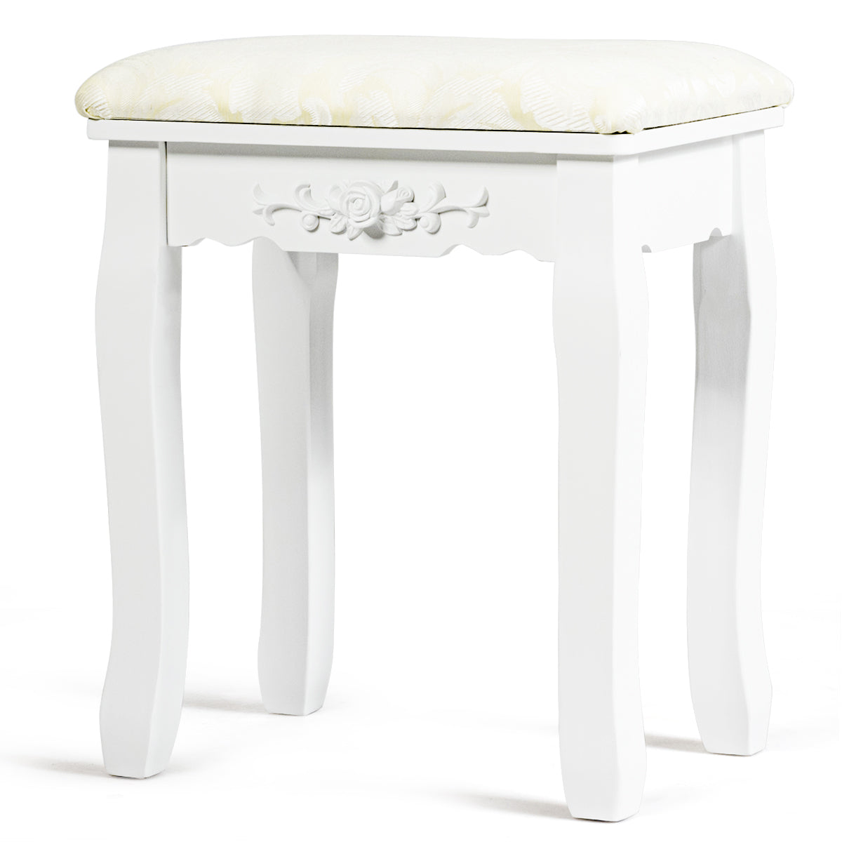 Topbuy MDF Dressing Stool Old-fashioned Vanity Chair Cushion Padded Seat