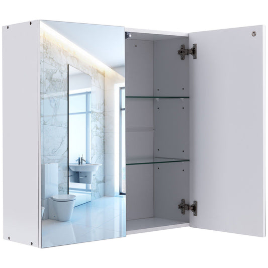 Topbuy 24ftft Double Door Wall Mount Mirrored Cabinet Bathroom Storage Cupboard