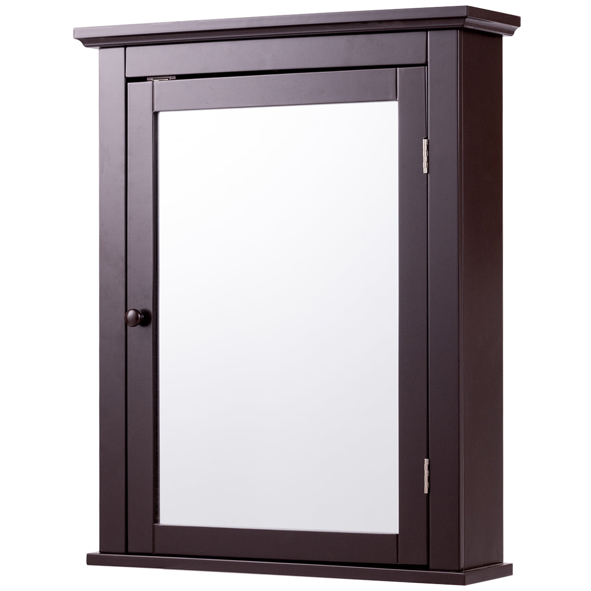 Topbuy Bathroom Wall Mounted Cupboard Mirrored Storage Cabinet with Adjustable Shelf Brown