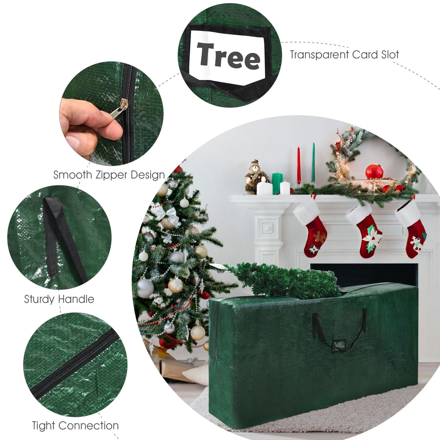 Topbuy Industrial Storage Bag for Christmas Tree Heavy Duty PE Hold 9ft Tree