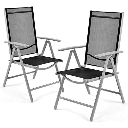 Topbuy Set of 2 Folding Chairs Adjustable w/Armrest Indoor Outdoor