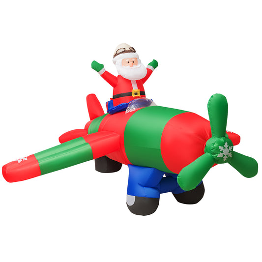 Topbuy Inflatable Santa Flying Airplane Blow-up Christmas Decoration