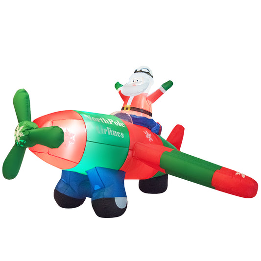 Topbuy Inflatable Santa Flying Airplane Blow-up Christmas Decoration