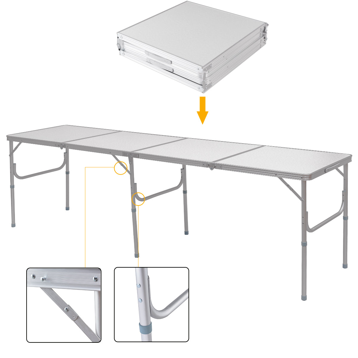 Topbuy 8 ft Aluminum Picnic Table Foldable & Lightweight for Gathering