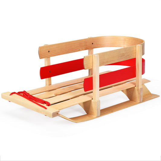 Topbuy Wooden Snow Sled for Kids Portable Outdoor Play Snow Toys