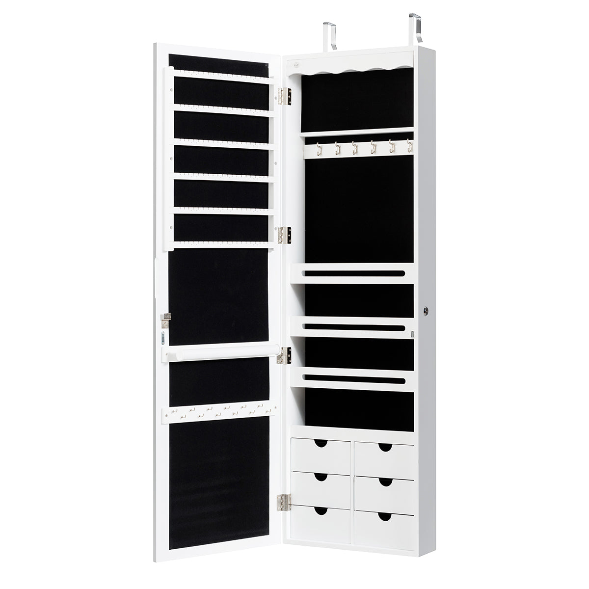 Topbuy Wall/Door Mounted Jewelry Armoire w/Mirror & LED Lights
